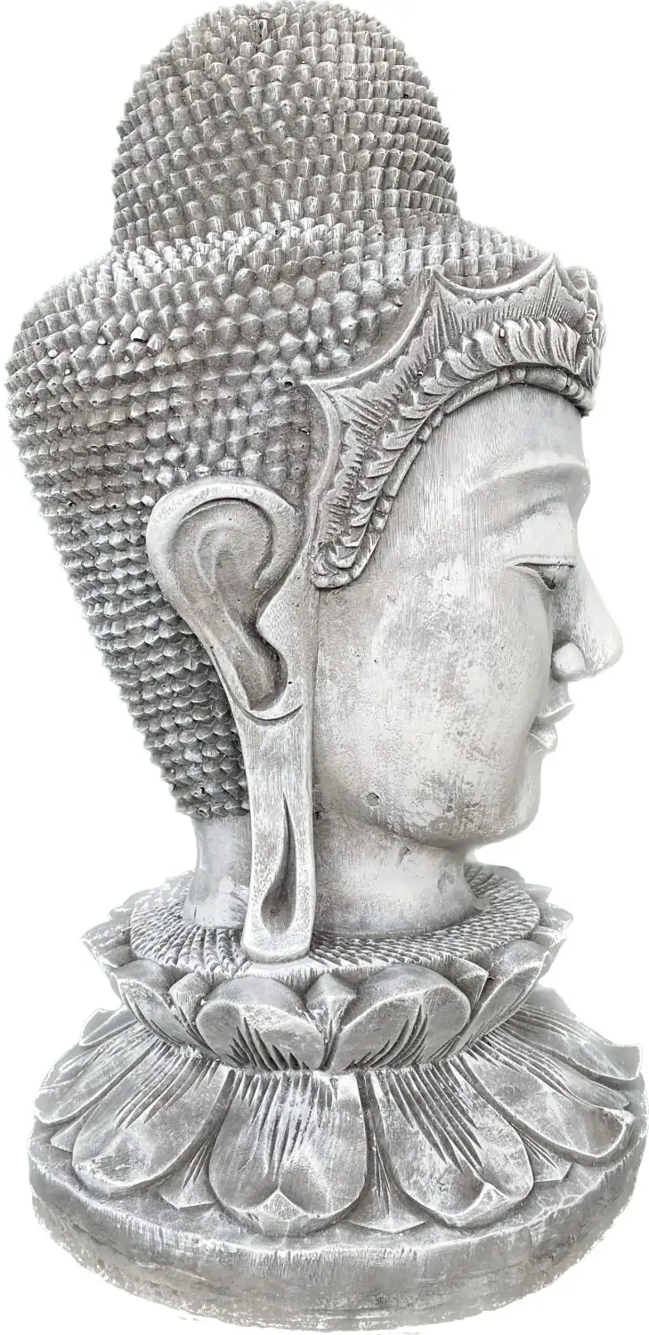 Product image 12 of the product “Champa - Buddha Head on Lotus bud, 50cm H | cast stone ”